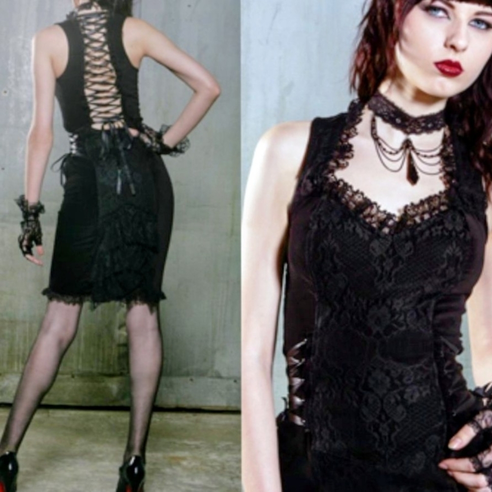 *RARE* New! LIP SERVICE "Midnight Seductions" Gothic Knee-Length Dinner Dress
